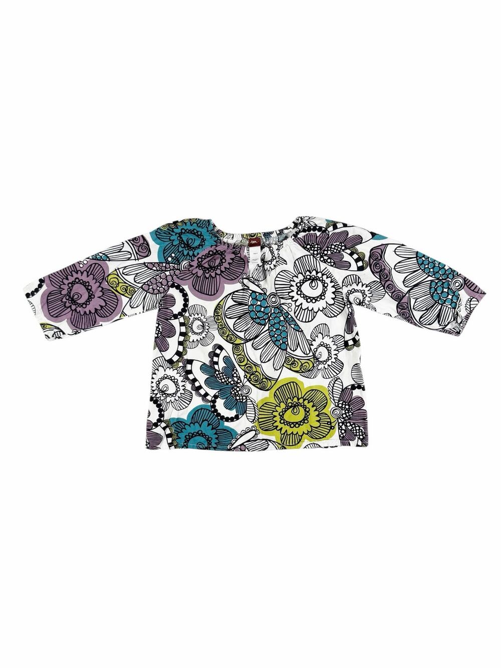Tea Collection Girls Floral Cotton Long Sleeve Top Size 6